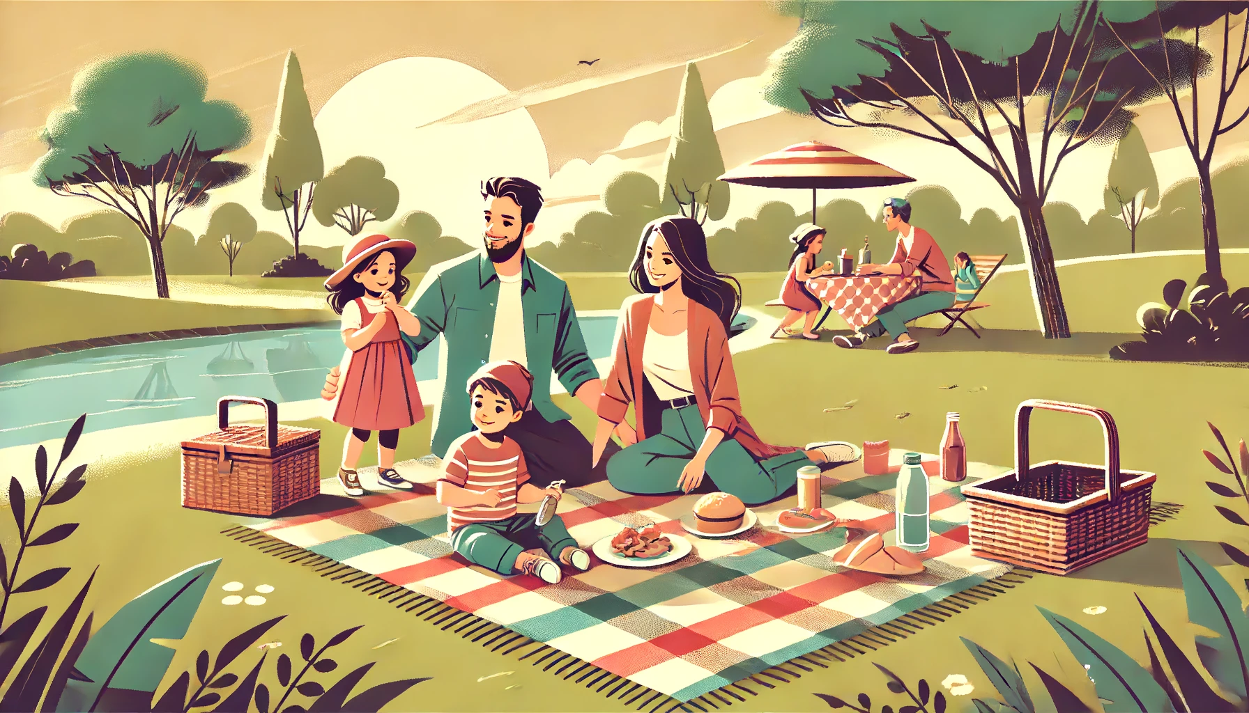 Illustration of a family picnic